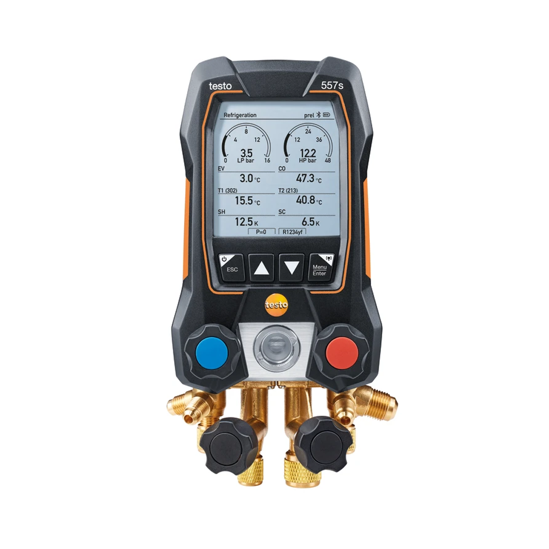 testo 557s ท่อร่วมดิจิตอลอัจฉริยะพร้อม Bluetooth และบล็อกวาล์ว 4 ทิศทาง รหัสสินค้า 0564 5570