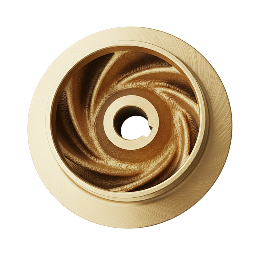 ใบพัดปั๊มน้ำทองเหลือง Impeller ขนาดเส้นผ่าศูนย์กลาง 145 mm. หนา 70 mm. จำนวน 7 ใบพัด