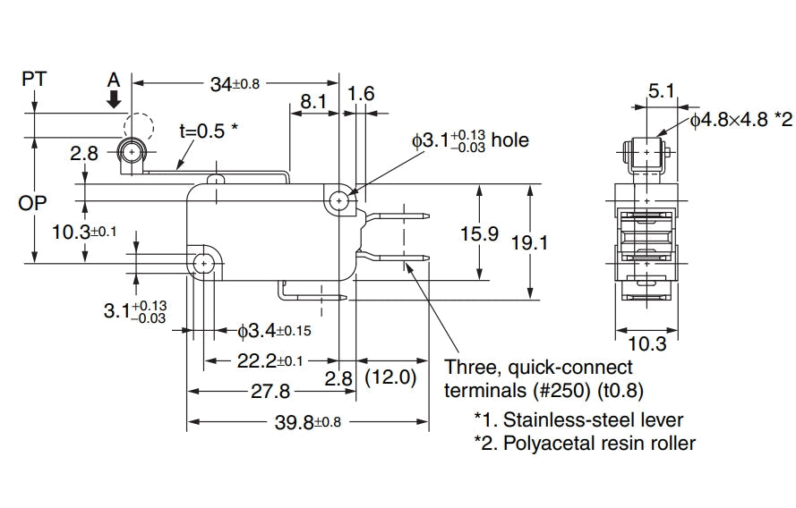 ไมโครสวิทช์ Basic Switch Omron V-216-1C6