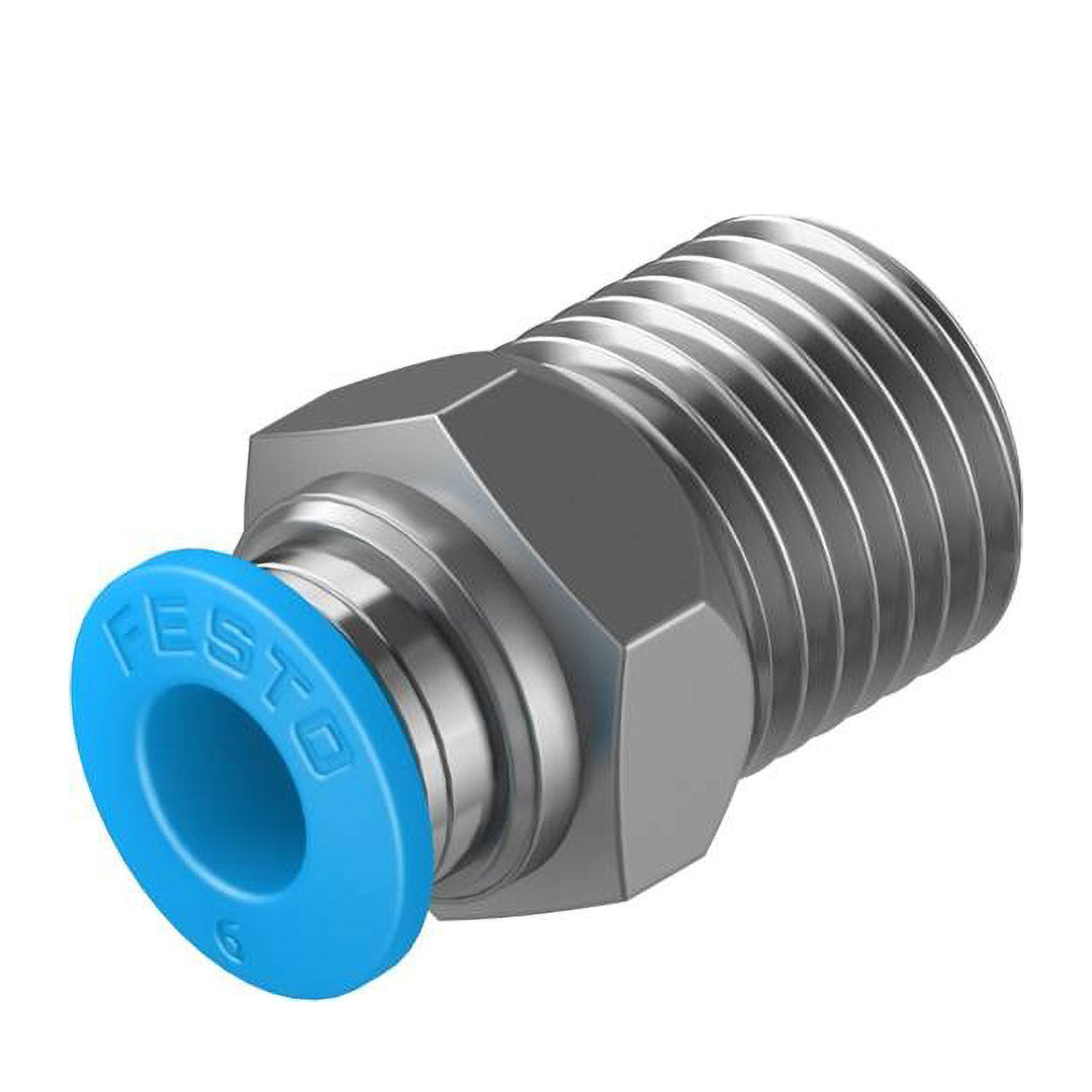 ข้อต่อตัว L แบบกดเข้า FESTO QS-1/4-6 PART NO.153003