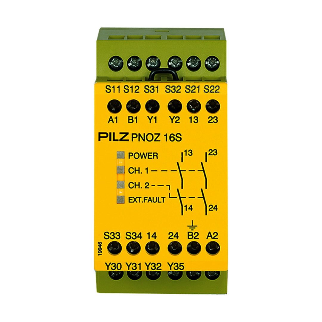 Safety Relays PILZ เซฟตี้ รีเลย์ PNOZ 16S 230VAC 24VDC 2n/o 2so code 774076