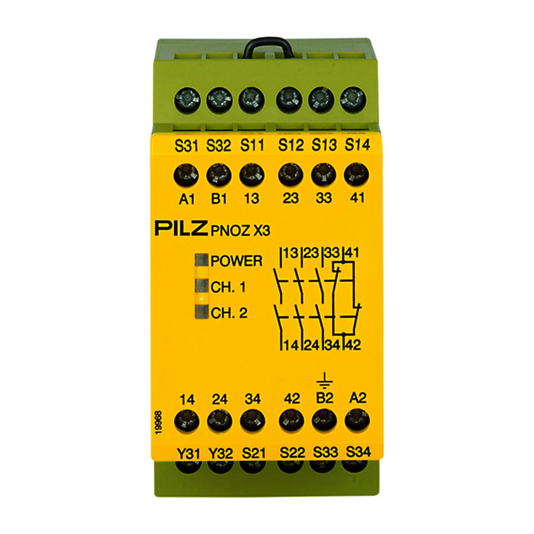 Safety Relays PILZ เซฟตี้ รีเลย์ PNOZ X3 115VAC 24VDC 3n/o 1n/c 1so code 774315