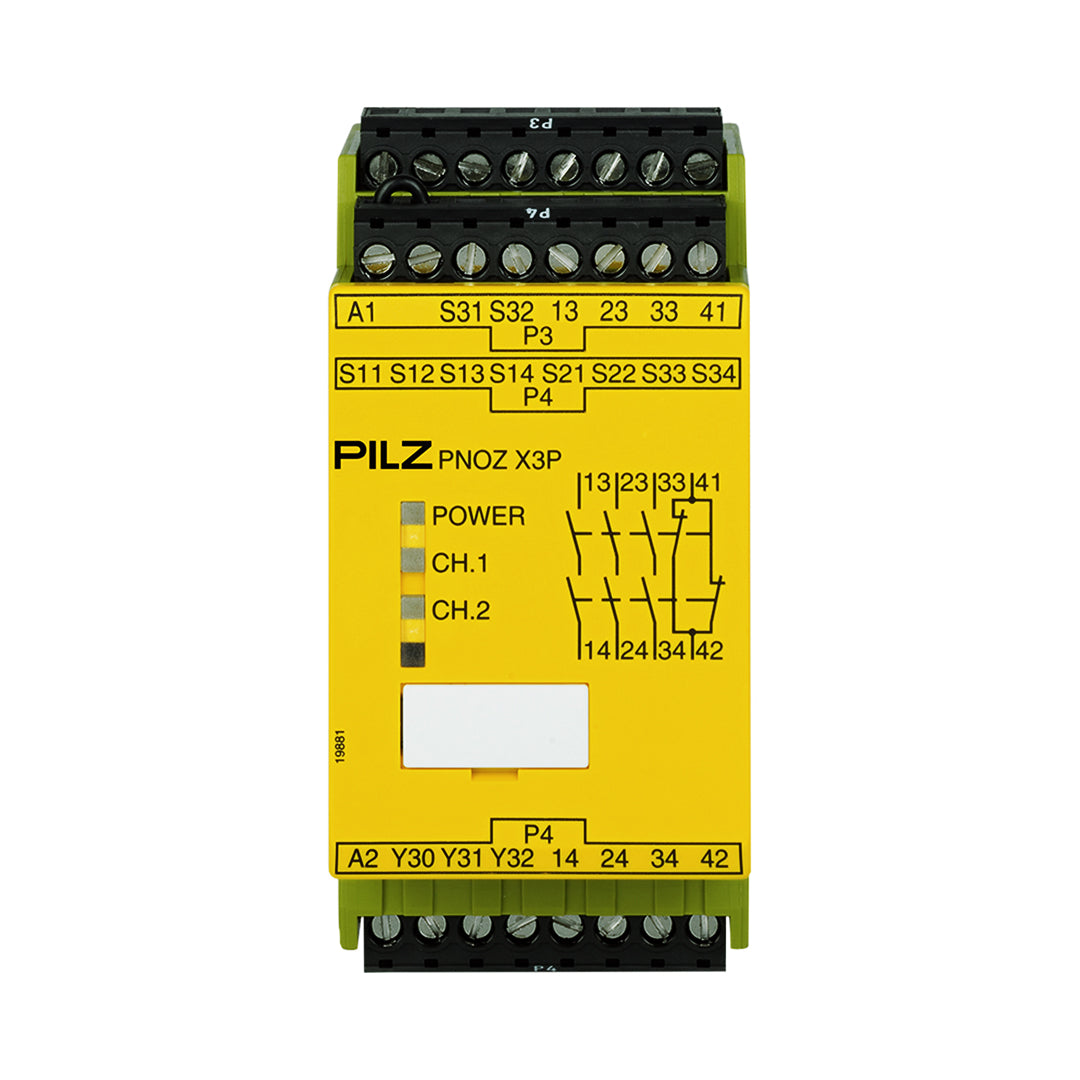 Safety Relays PILZ เซฟตี้ รีเลย์ PNOZ X3P 24VDC 24VAC 3n/o 1n/c 1so code 777310
