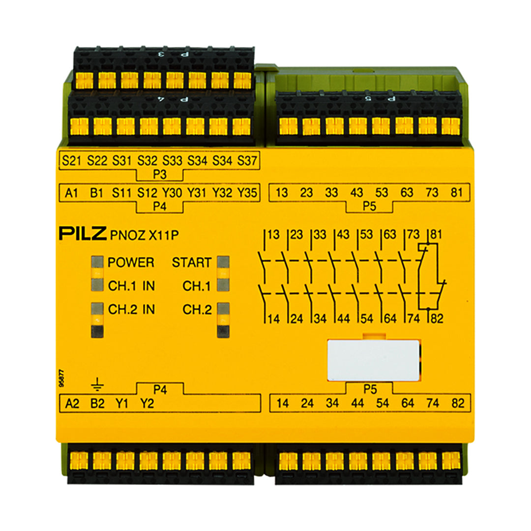 Safety Relays PILZ เซฟตี้ รีเลย์ PNOZ X11P C 230-240VAC 7n/o 1n/c 2so code 787086