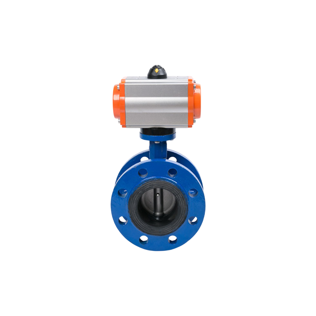 BK หัวขับวาล์ว Pneumatic Flange Type Butterfly Valve DN150