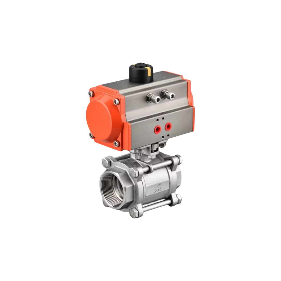 BK หัวขับวาล์ว Pneumatic Inner Thread 3-pcs Ball Valve DN100