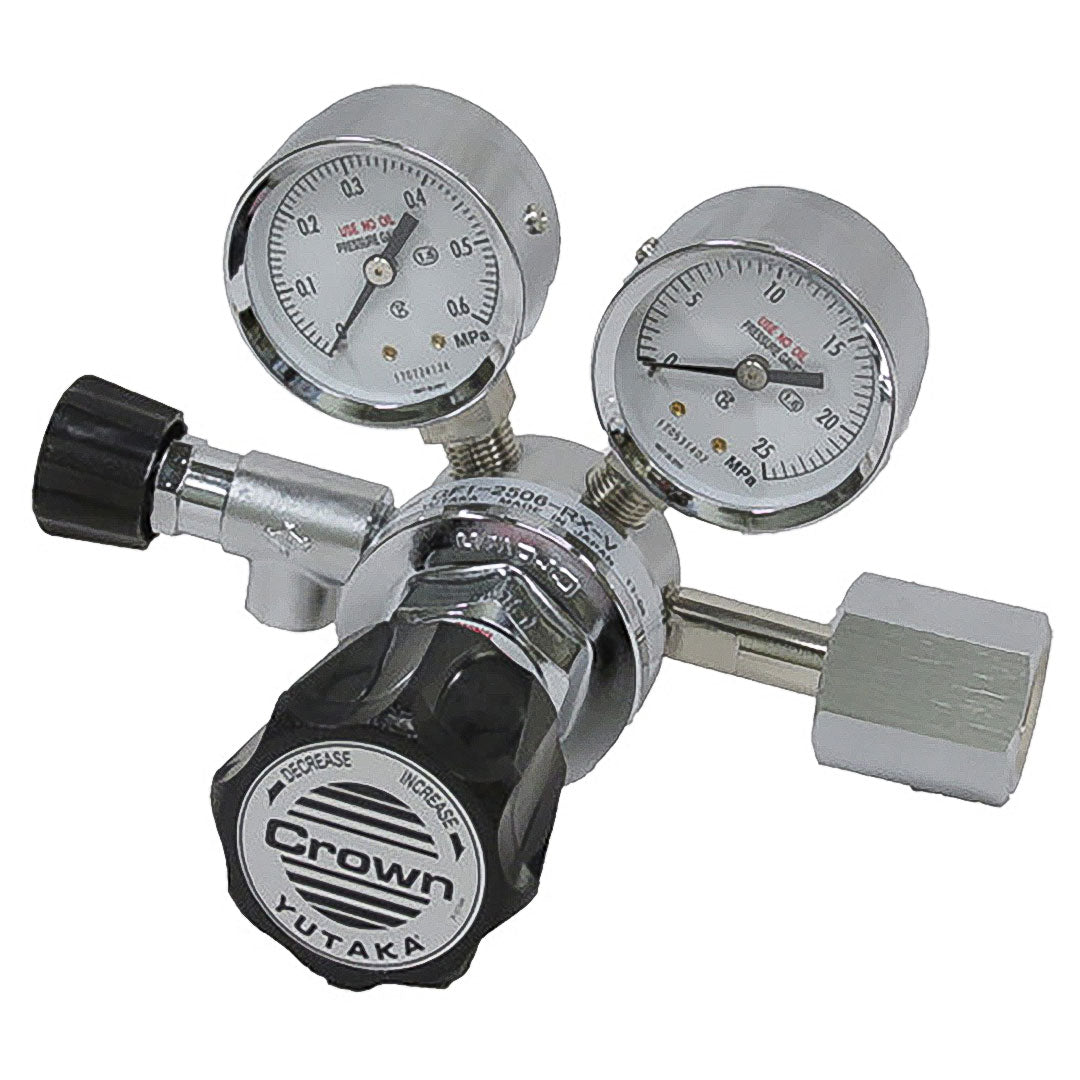 Pressure Regulator Yutaka Crown เครื่องปรับความดันที่แม่นยำขั้นตอนเดียว พร้อมวาล์วทองเหลืองสำหรับไนโตรเจน รหัสสินค้า GF1-2516-RX-V N2