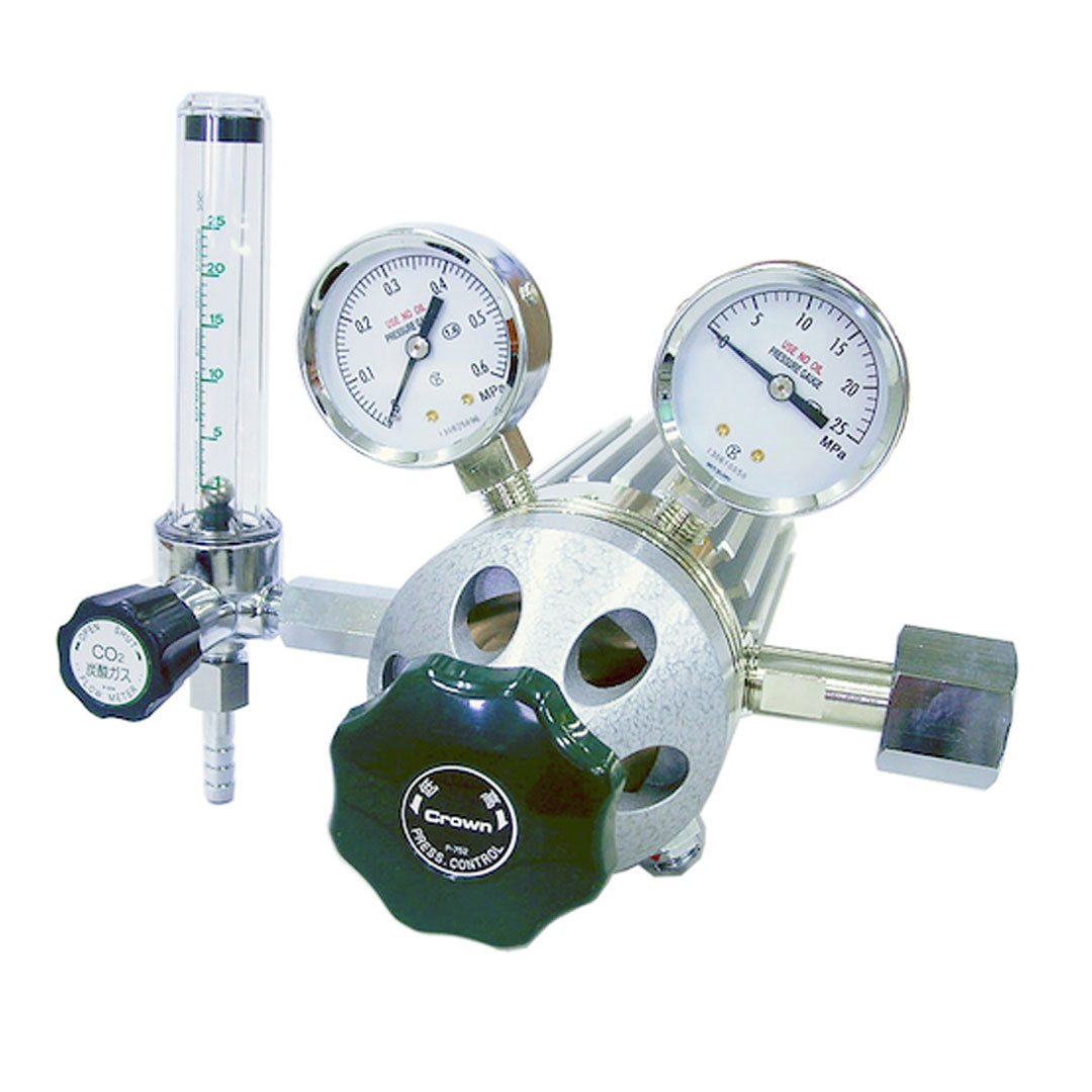 Pressure Regulator Yutaka Crown เครื่องปรับความดันชนิดไม่มีเครื่องทำความร้อนพร้อมวาล์วหยุดสำหรับคาร์บอนไดออกไซด์ ซีรีส์ NP-1 รหัสสินค้า NP1-4-5AB6-2RFH85-V