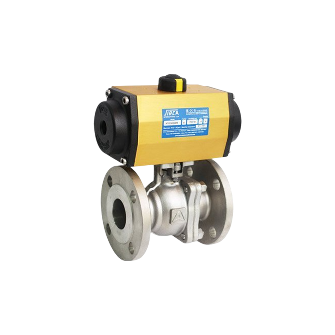 SIRCA Actuator + Ball Valve Flange บอลวาล์วหน้าแปลนประกอบกับหัวขับลม DN80