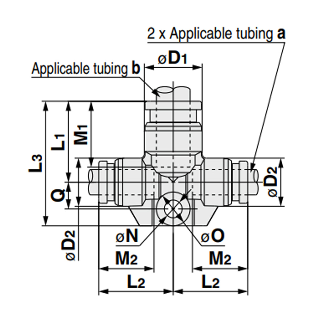 ข้อต่อลม Fittings SMC Hygienic Design code KQG2T12-16-F