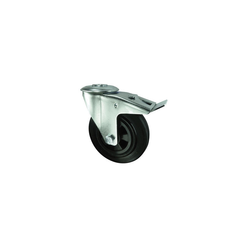 BRAKED SWIVEL BOLT HOLE100mm RUBBER TYRE POLY CTR รหัส ATL9451788K