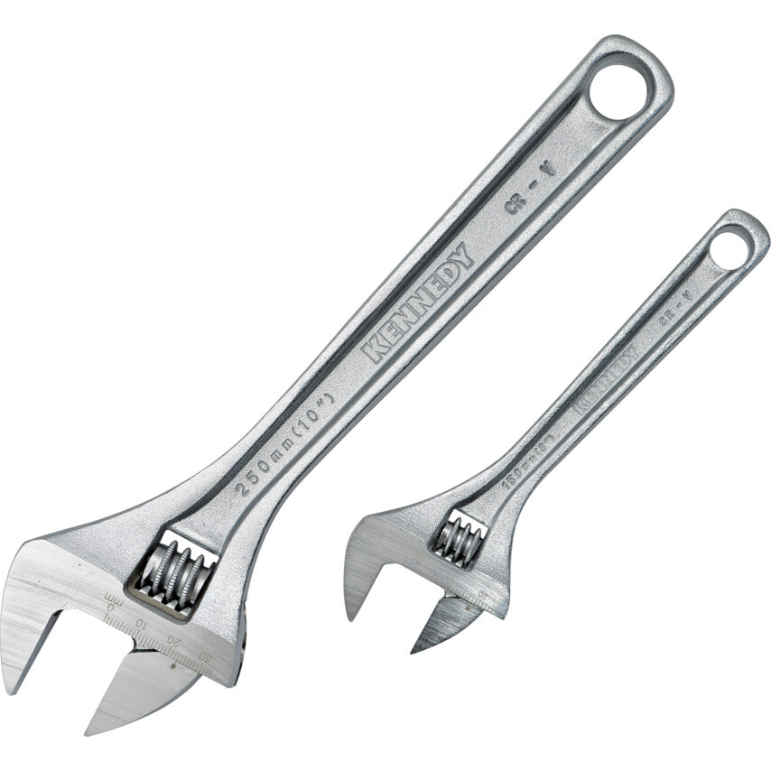 10" / 6" CHROMED FINISHADJUSTABLE WRENCH SET