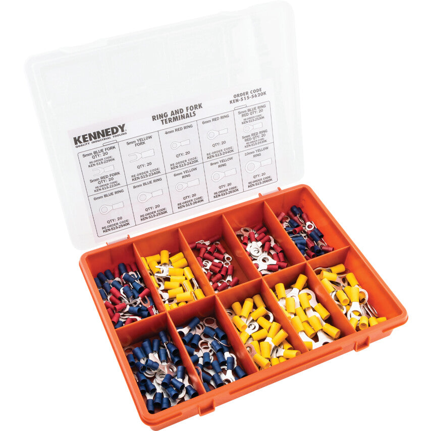 TERMINALS/RINGS/FORKS RED/BLUE/YELLOW KIT 240-PCE