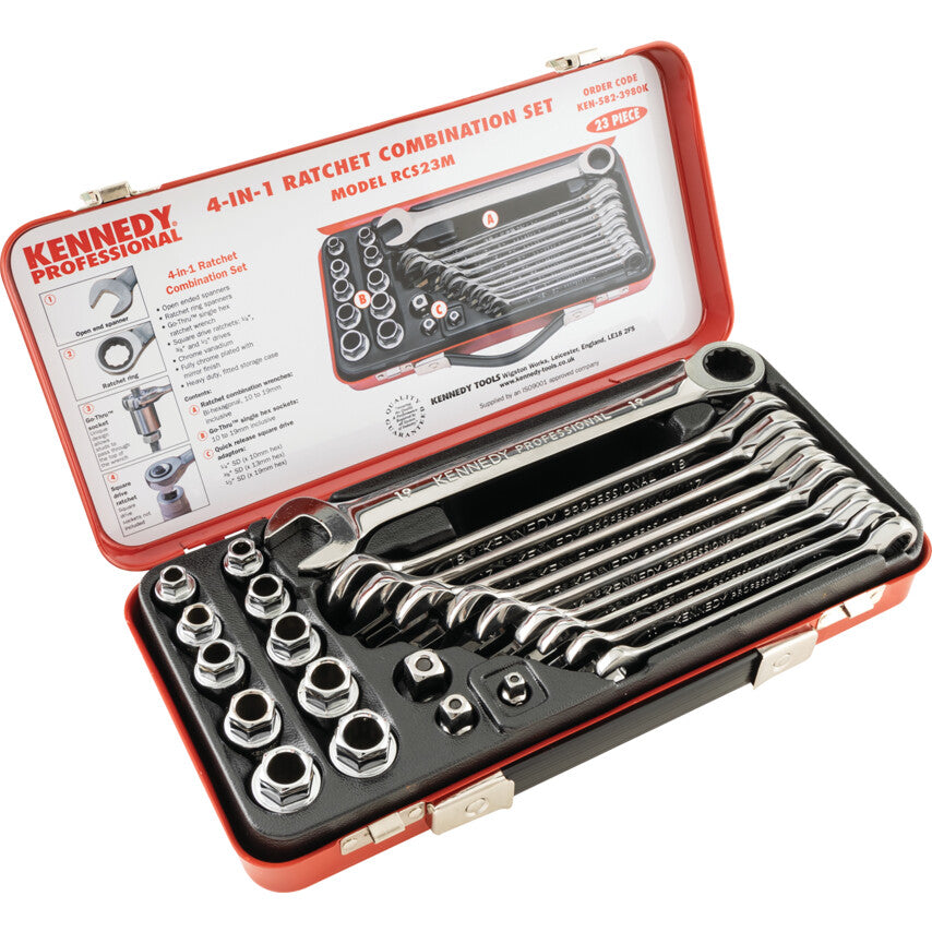 10-19mm RATCHET SPANNER &SOCKET SET 23PC