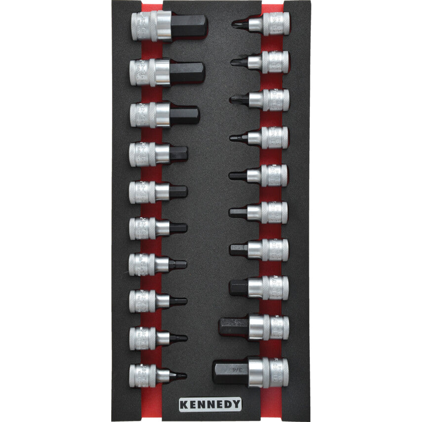 ชุดลูกบล็อก ลูกบล็อกหกเหลี่ยม 20PCS ENG HEX & S/DRIVERBITSET1/2 นิ้ว WITH FOAM M1832 รหัส KEN5950210K