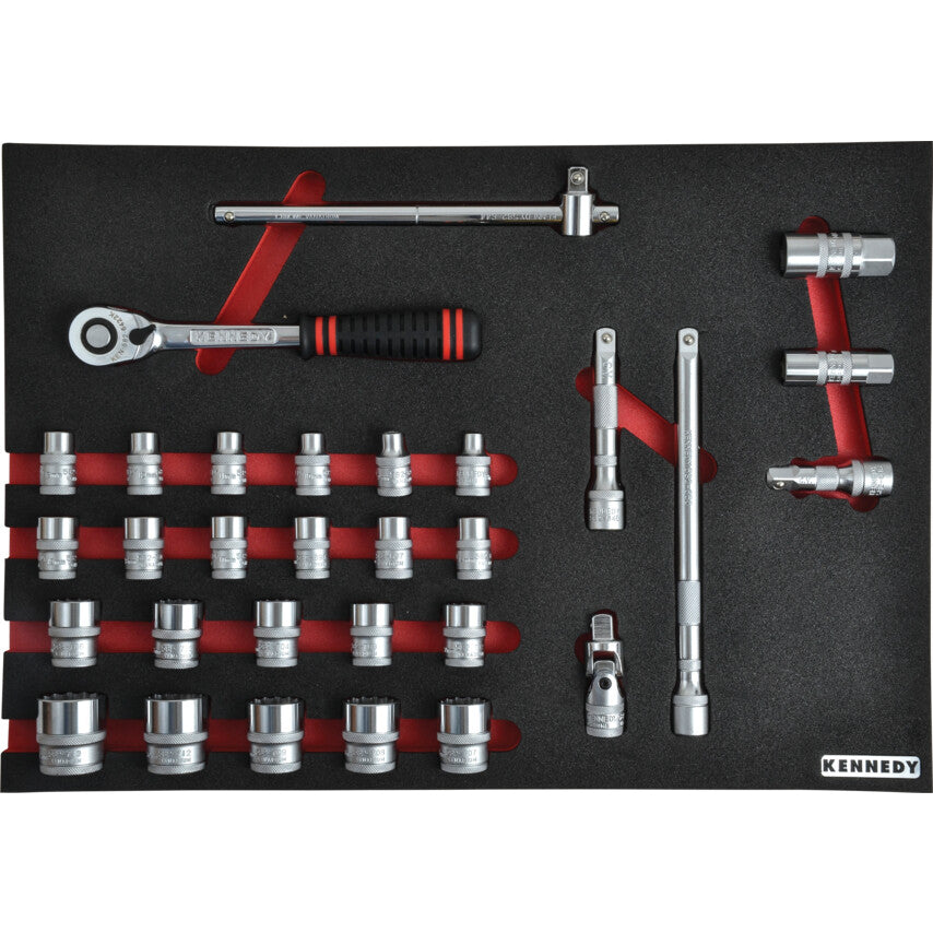 ชุดลูกบล็อก 30PC METRIC SET 1/2 นิ้ว SQDR WITH FOAM M1832 รหัส KEN5950220K