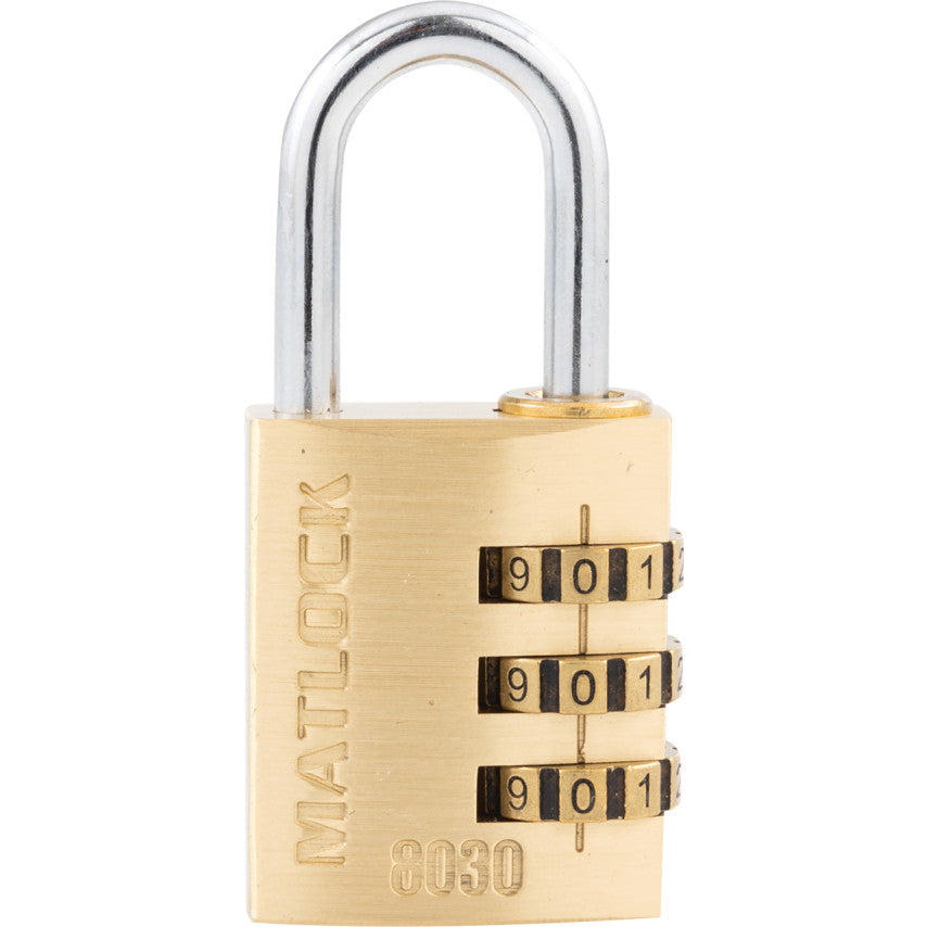 30mm BRASS COMBINATION PADLOCK 3DIALS