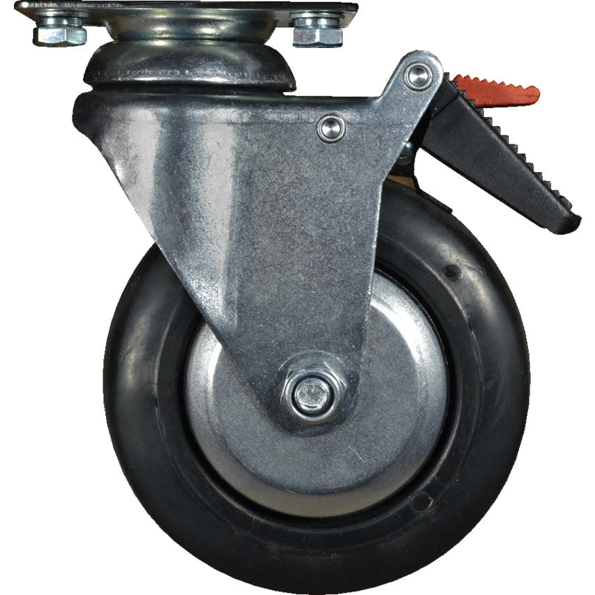SET OF (4) CASTORS 5x2" TPR 2xFIX, 2x SWIV, FULL BRAKE: KEN PRO
