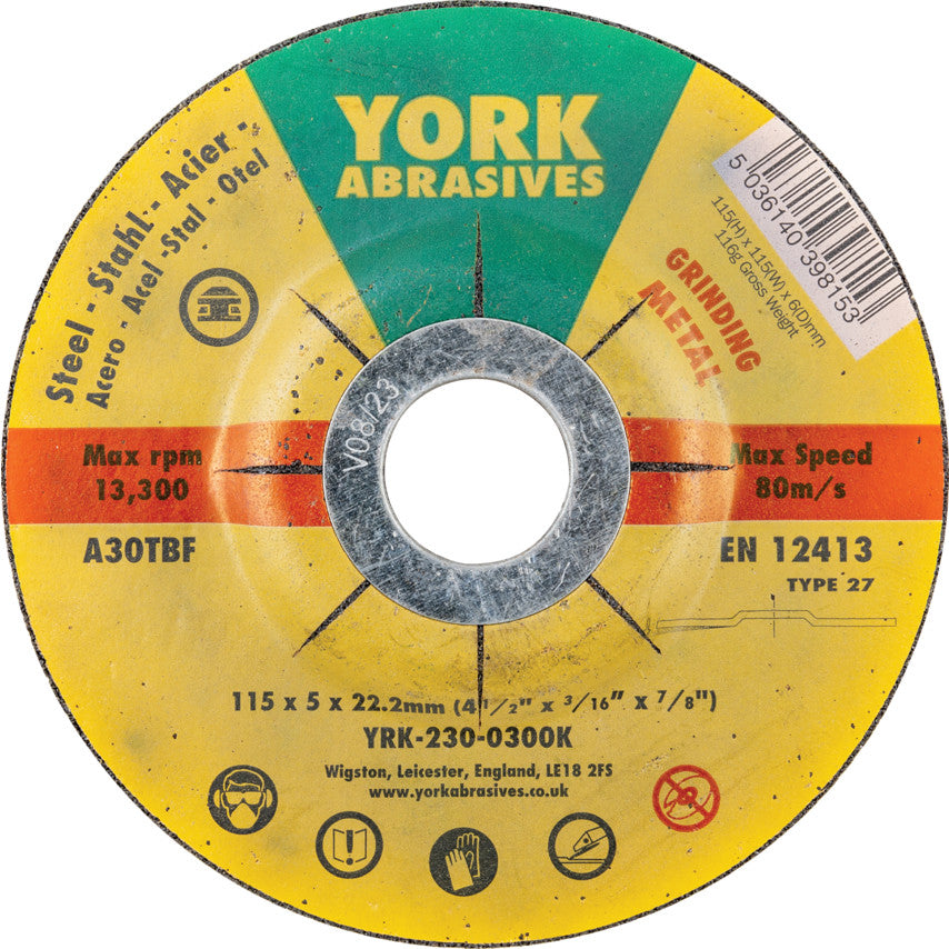 115x5x22.23 A30RBF DPC GRINDING DISC, T27