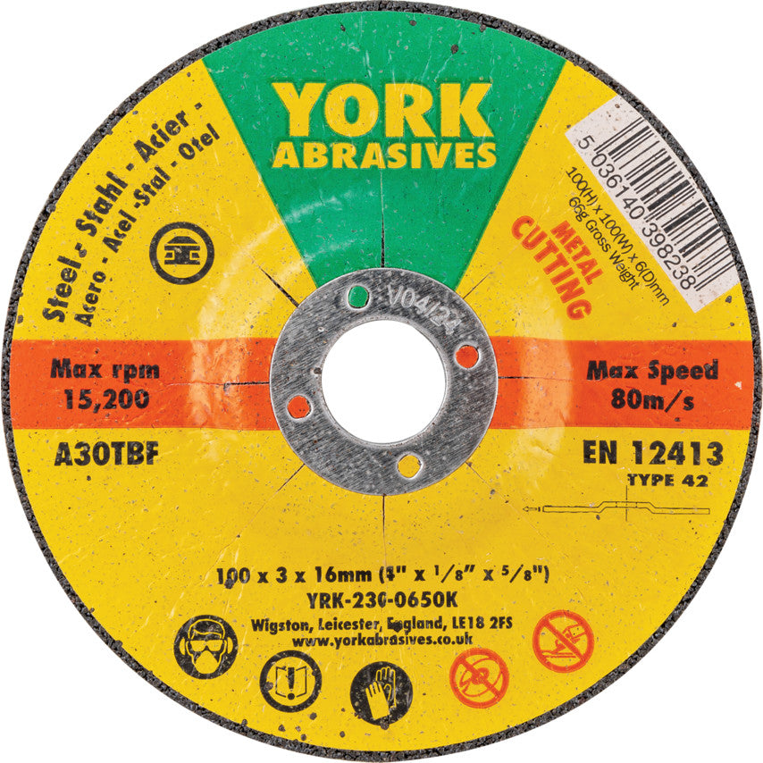 100x3x16 A30TBF CUTTING DISC, T42