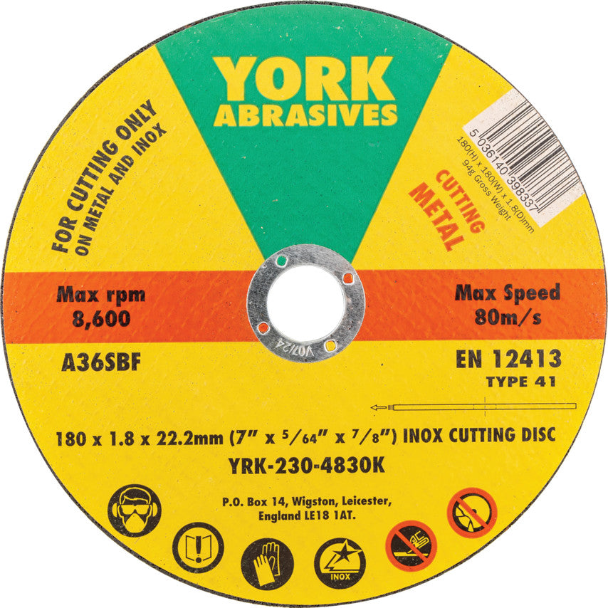 180x1.8x22.23 มิล A36SBF INOX CUTTING DISC,T41