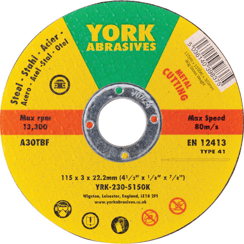 115x3x22.23 A30TBF FLATCUTTING DISC T41 รหัส YRK2305150K