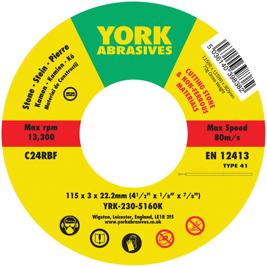 115x3x22.23 C24RBF FLATCUTTING DISC T41 รหัส YRK2305160K