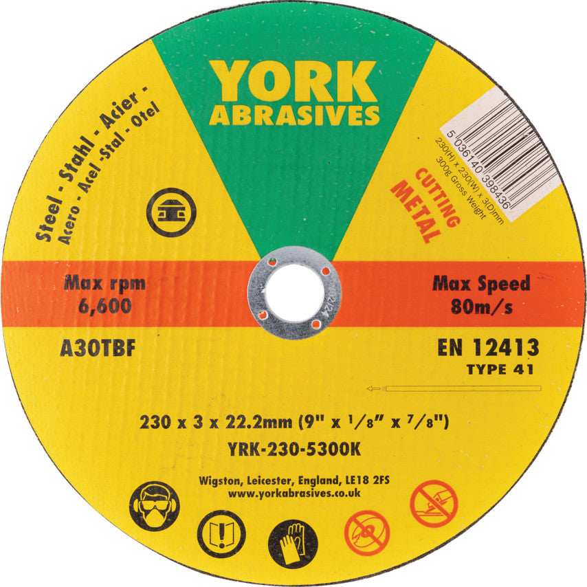 230x3x22.23 A30TBF FLATCUTTING DISC T41 รหัส YRK2305300K