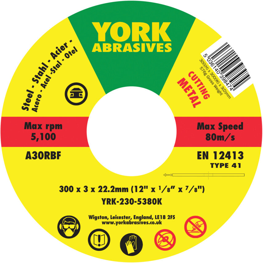 300x3x22.23 A30RBF FLATCUTTING DISC T41 รหัส YRK2305380K