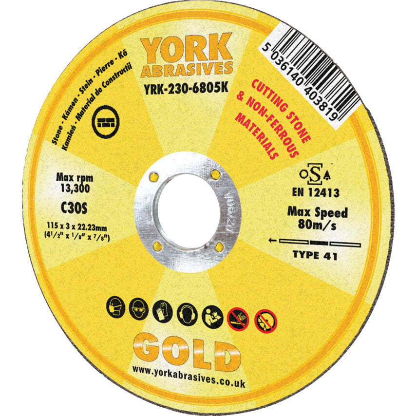 115x3x22.23mm C30S FLATSTONECUTTING DISC รหัส YRK2306805K