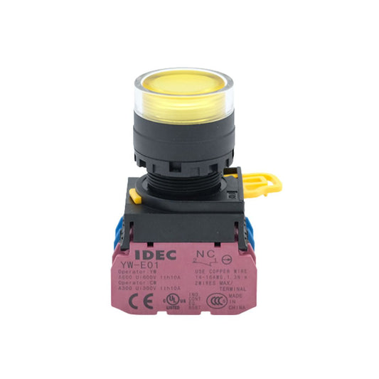 IDEC Push Button Switch 22mm ,YW1L-M2E11QM3220V สีเหลือง
