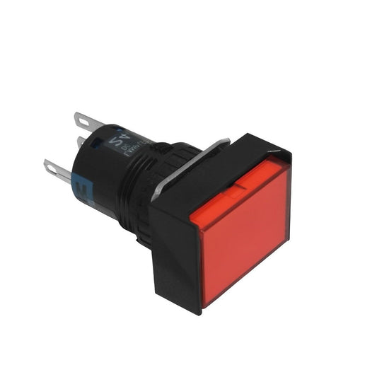 สวิทช์ปุ่มกด IDEC Switch สวิทช์กดเด้งมีไฟ 16 มม AL6H-M24R(2NO+2NC) สีแดง