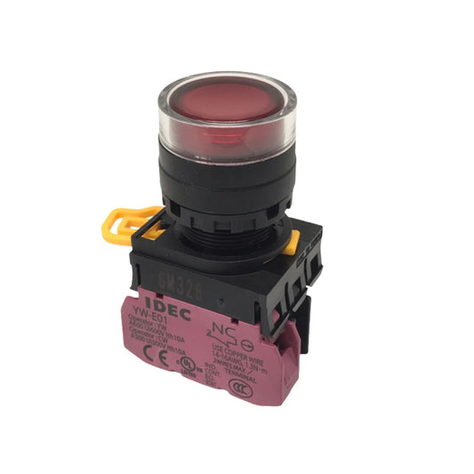 IDEC Push Button Switch 22mm ,YW1L-M2E11QM3220V สีแดง