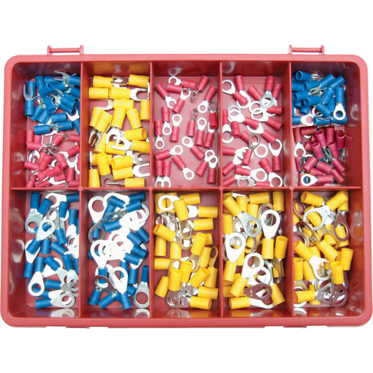TERMINALS/RINGS/FORKS RED/BLUE/YELLOW KIT 240-PCE
