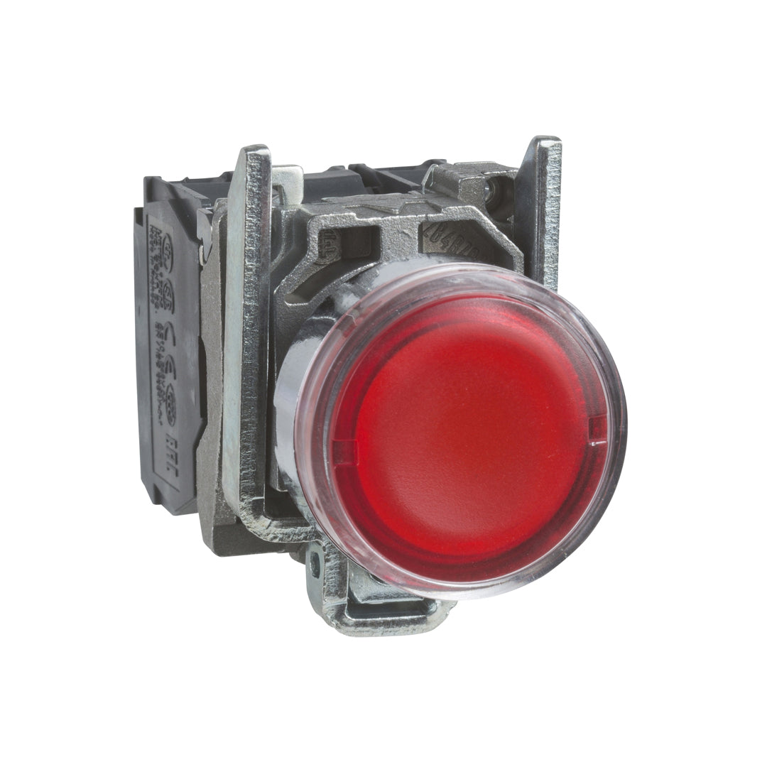 Push button switch Schneider XB4 - สวิทช์ปุ่มกดมีไพล็อตแลมป์ (LED) หัวเรียบ-กดค้าง 220-240V