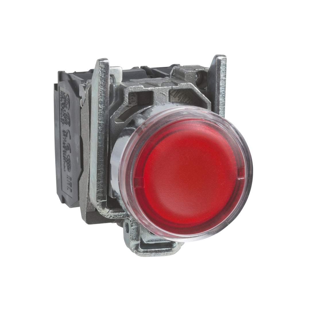 Push button switch Schneider XB4 - สวิทช์ปุ่มกดมีไพล็อตแลมป์ (LED) หัวเรียบ-กดค้าง 24V