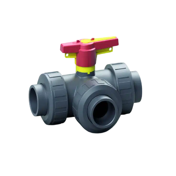 Effast บอลวาล์ว 3 ทาง PVC-U 3-Way Ball Valve T Ball, Solvent Welded Metric BDRBTD032T