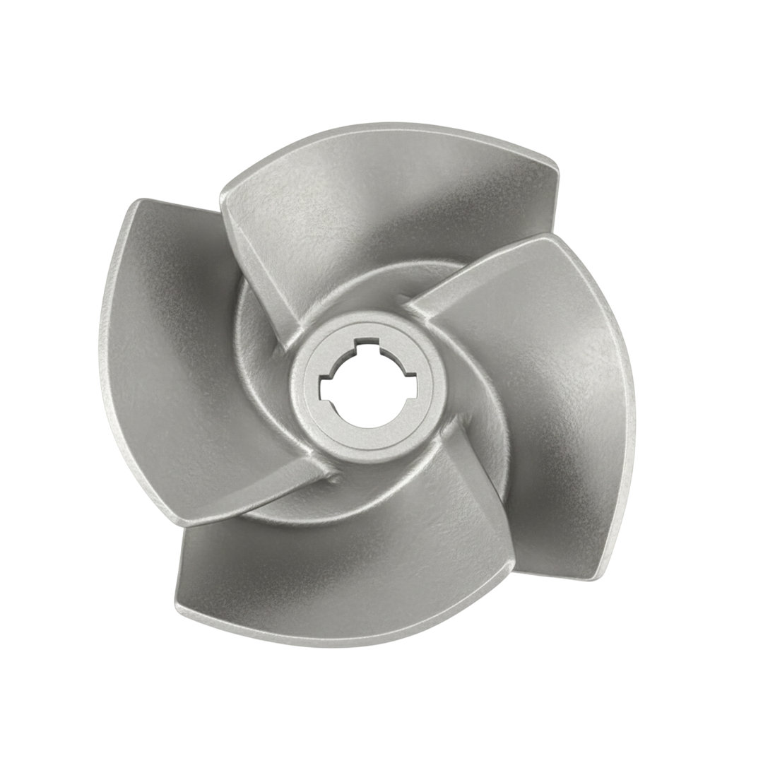 ใบพัดปั๊มน้ำสแตนเลส Impeller ขนาดเส้นผ่าศูนย์กลาง 215 mm. เส้นผ่านศูนย์กลางใน 50 mm. จำนวน 4 ใบพัด
