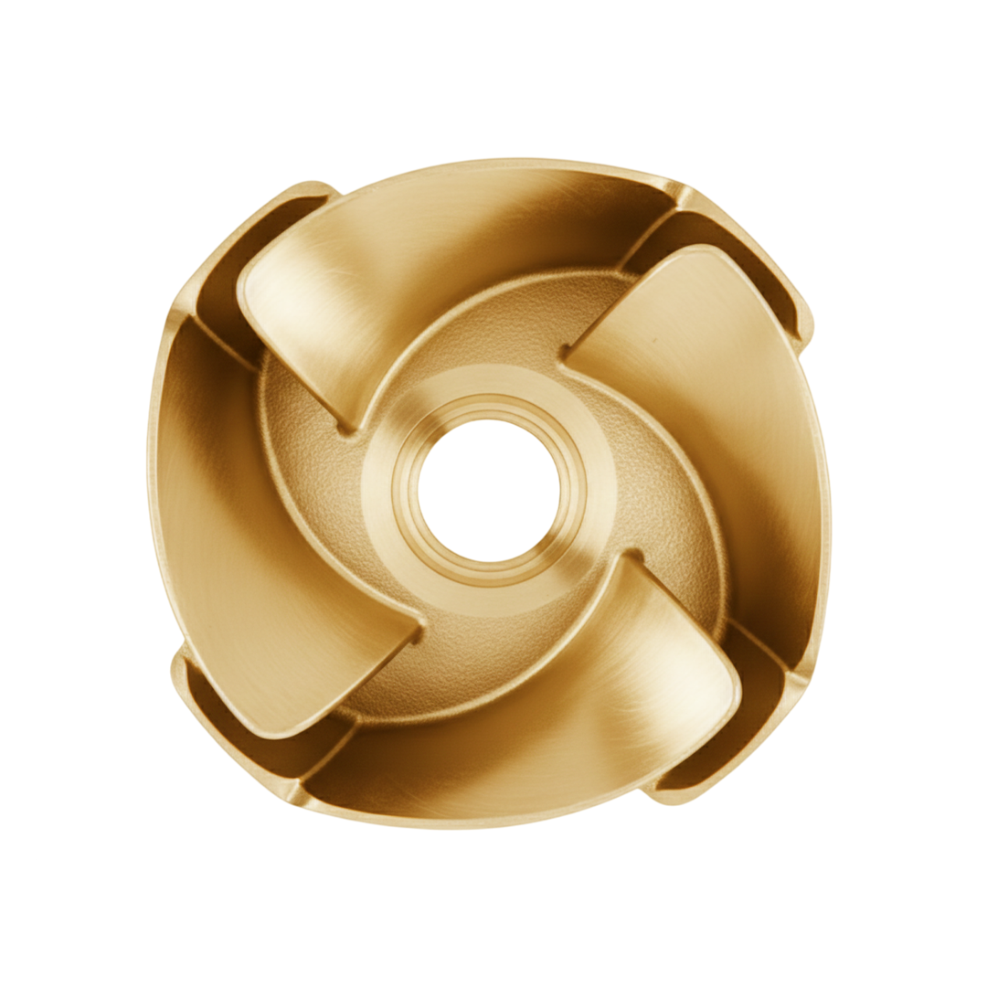 ใบพัดปั๊มน้ำทองเหลือง Impeller ขนาดเส้นผ่าศูนย์กลาง 100 mm. หนา 127 mm. จำนวน 4 ใบพัด