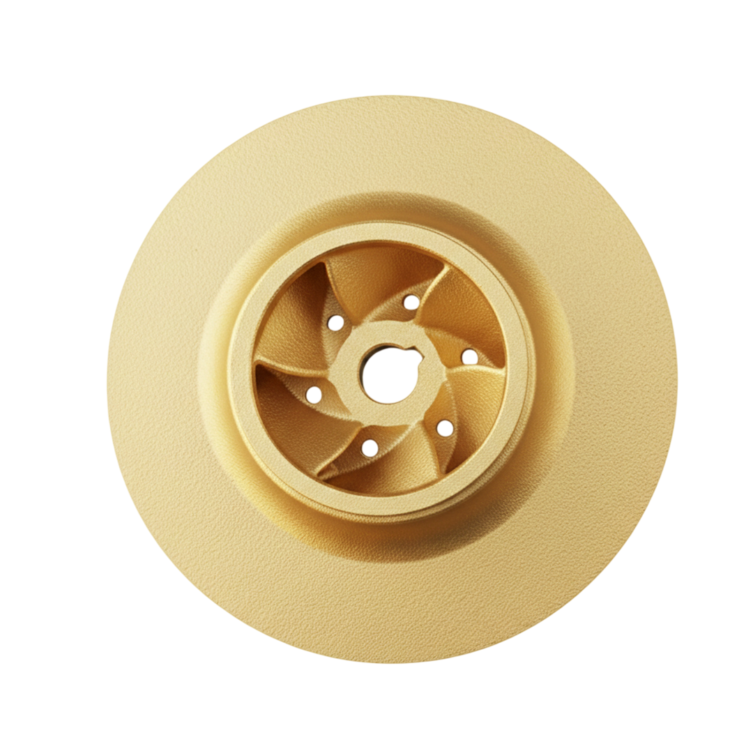 ใบพัดปั๊มน้ำทองเหลือง Impeller ขนาดเส้นผ่าศูนย์กลาง 210 mm. หนา 75.5 mm. จำนวน 6 ใบพัด.