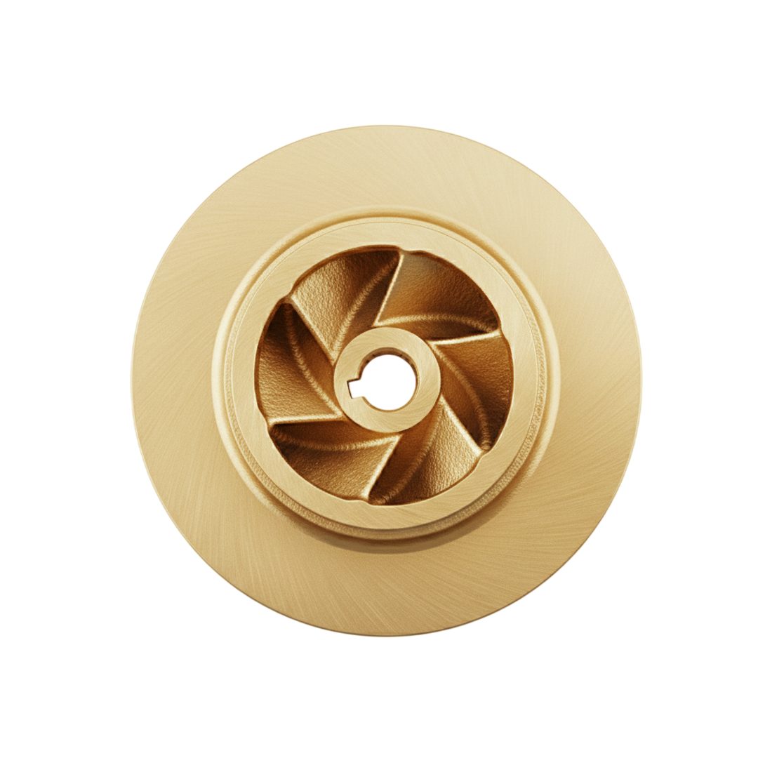 ใบพัดปั๊มน้ำทองเหลือง Impeller ขนาดเส้นผ่าศูนย์กลาง 167 mm. หนา 55.5 mm. จำนวน 6 ใบพัด