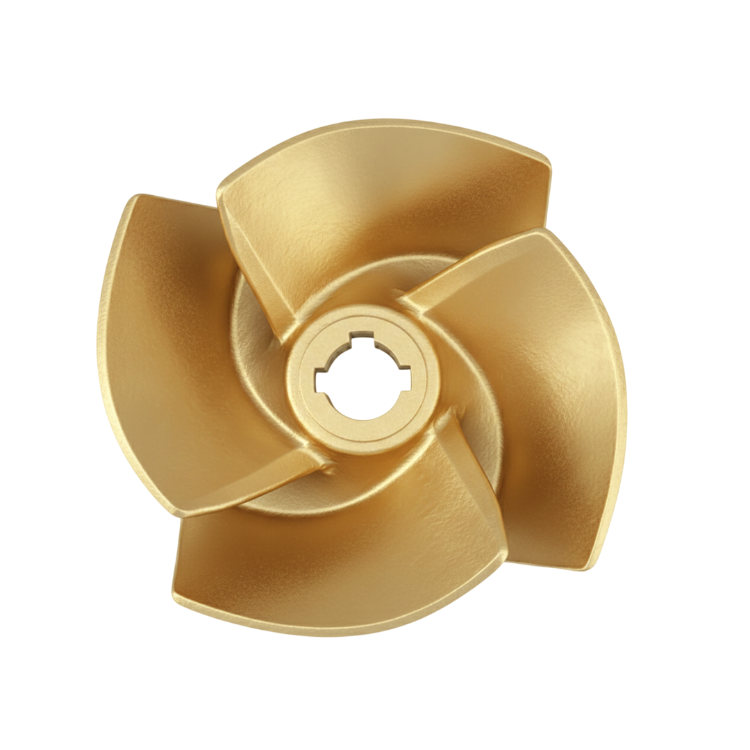 ใบพัดปั๊มน้ำทองเหลือง Impeller ขนาดเส้นผ่าศูนย์กลาง 215 mm. เส้นผ่านศูนย์กลางใน 50 mm. จำนวน 4 ใบพัด