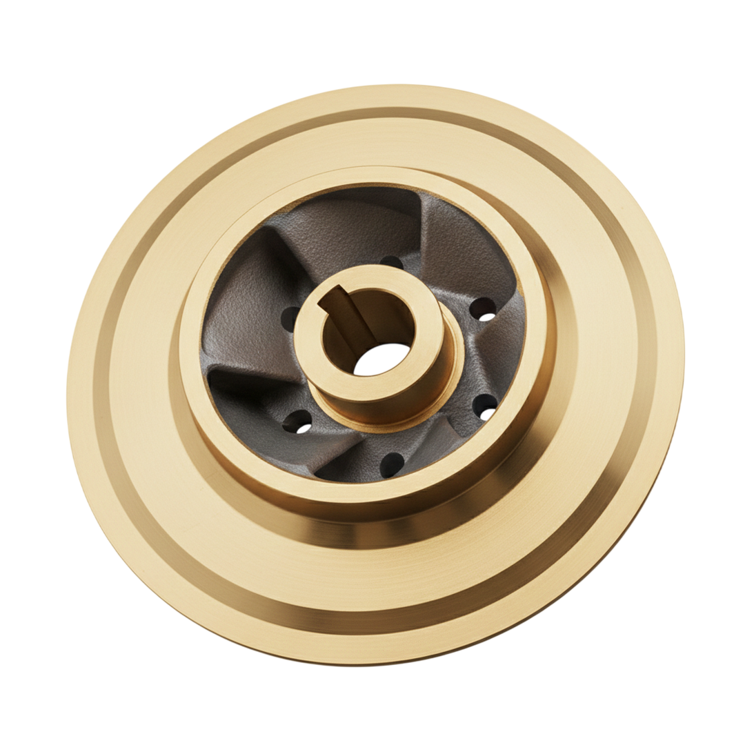 ใบพัดปั๊มน้ำทองเหลือง Impeller ขนาดเส้นผ่าศูนย์กลาง 230 mm. หนา 70 mm. จำนวน 6 ใบพัด