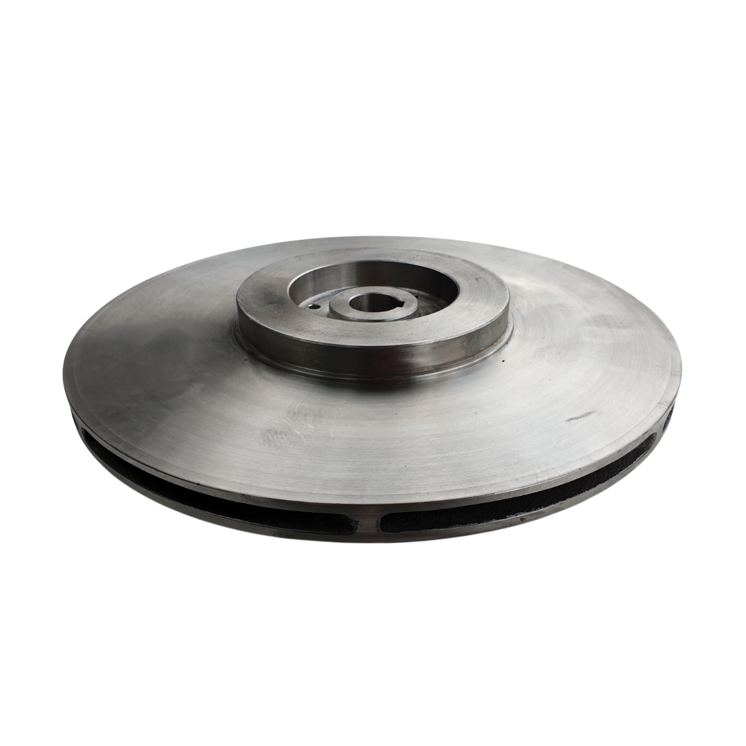 ใบพัดปั๊มน้ำเหล็ก Impeller ขนาดเส้นผ่าศูนย์กลาง 332 mm. หนา 114 mm. จำนวน 7 ใบพัด.