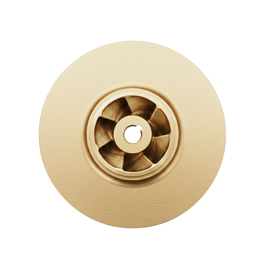 ใบพัดปั๊มน้ำทองเหลือง Impeller ขนาดเส้นผ่าศูนย์กลาง 325 mm. หนา 82 mm. จำนวน 7 ใบพัด.