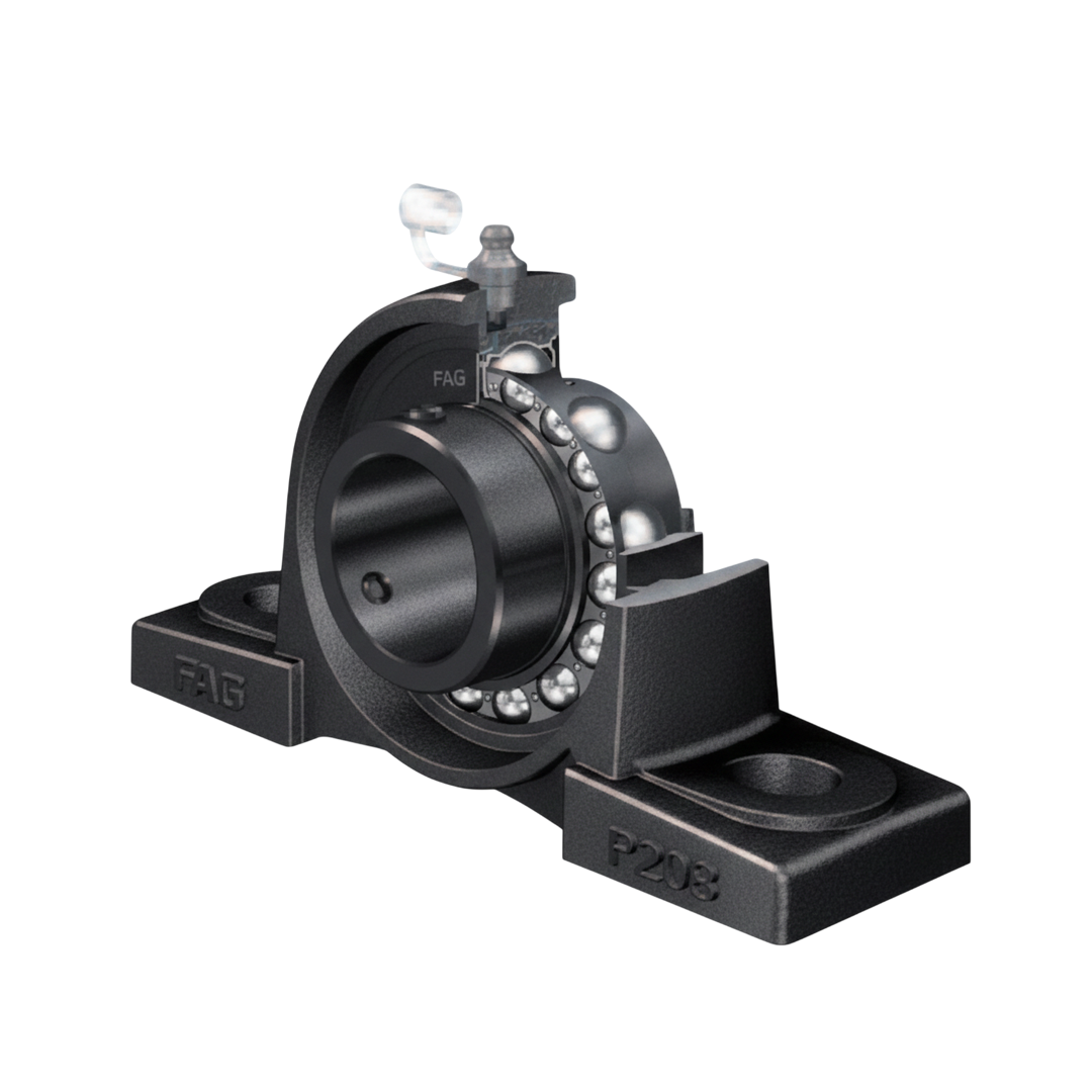 ตลับลูกปืน FAG Plummer Block Housing Units Flake Graphite Cast Iron Housing With Long Base With Grub Screws in Inner Ring UCP206 83 มม.