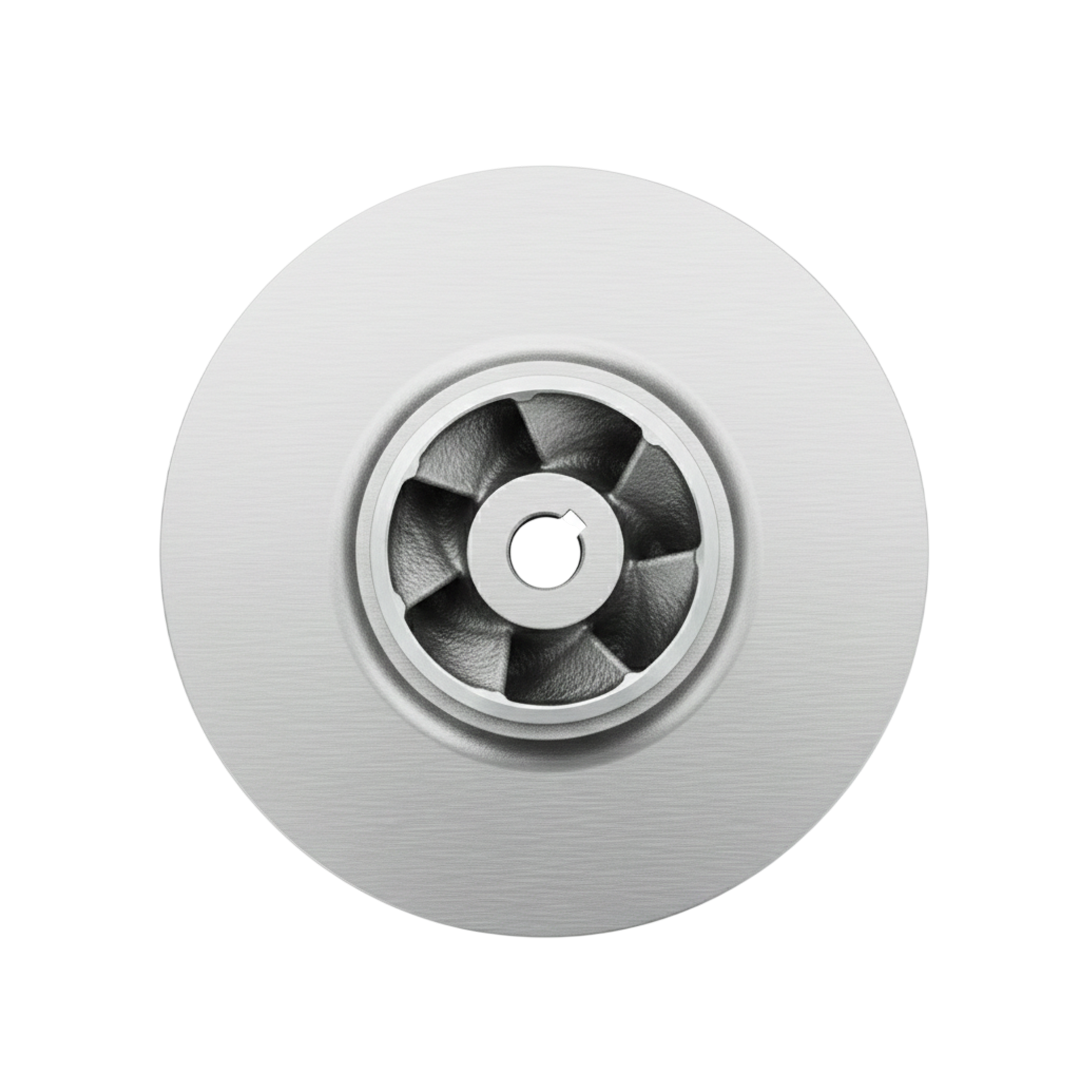 ใบพัดปั๊มน้ำสแตนเลส Impeller ขนาดเส้นผ่าศูนย์กลาง 325 mm. หนา 82 mm. จำนวน 7 ใบพัด.