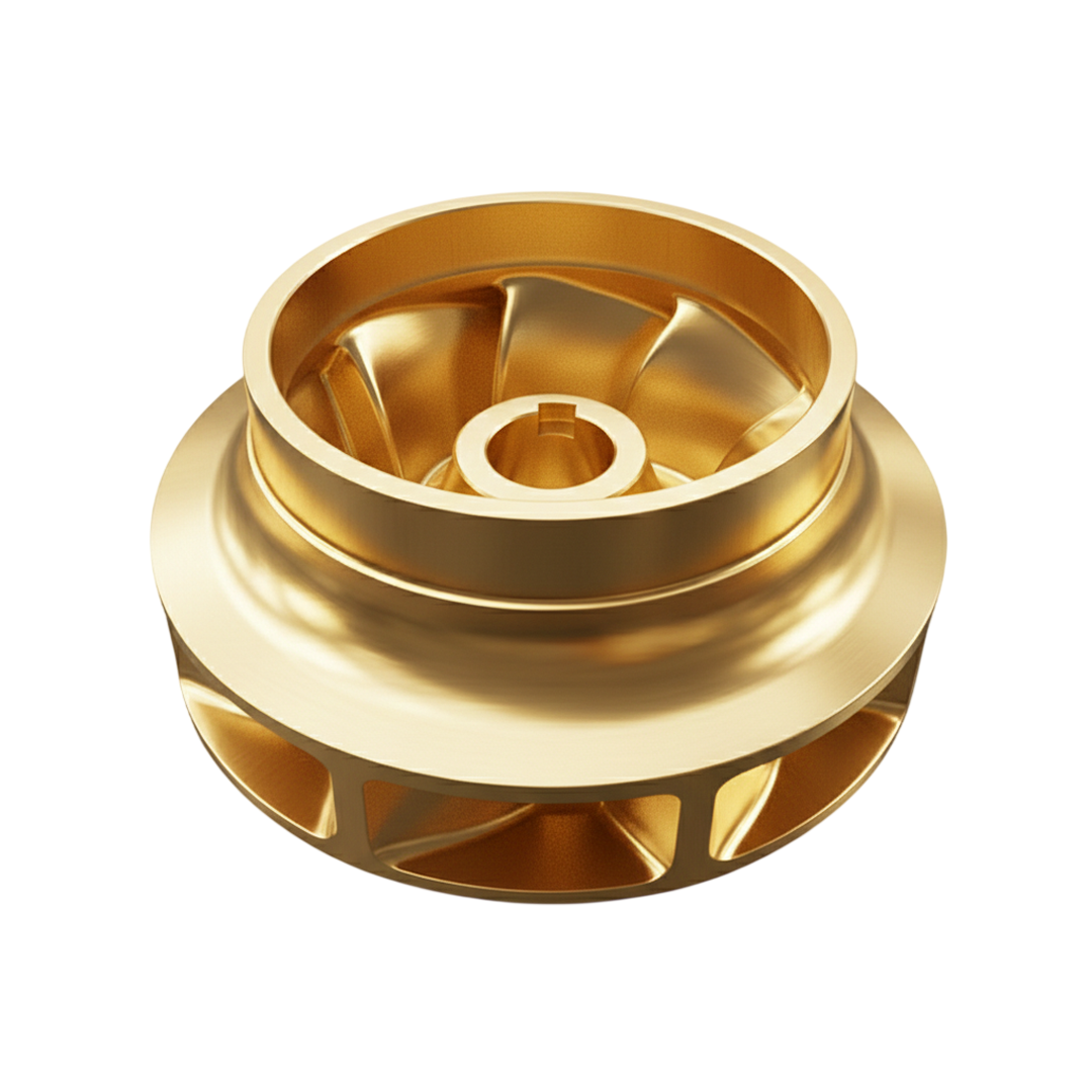 ใบพัดปั๊มน้ำทองเหลือง Impeller ขนาดเส้นผ่าศูนย์กลาง 194.5 mm. หนา 108 mm. จำนวน 8 ใบพัด
