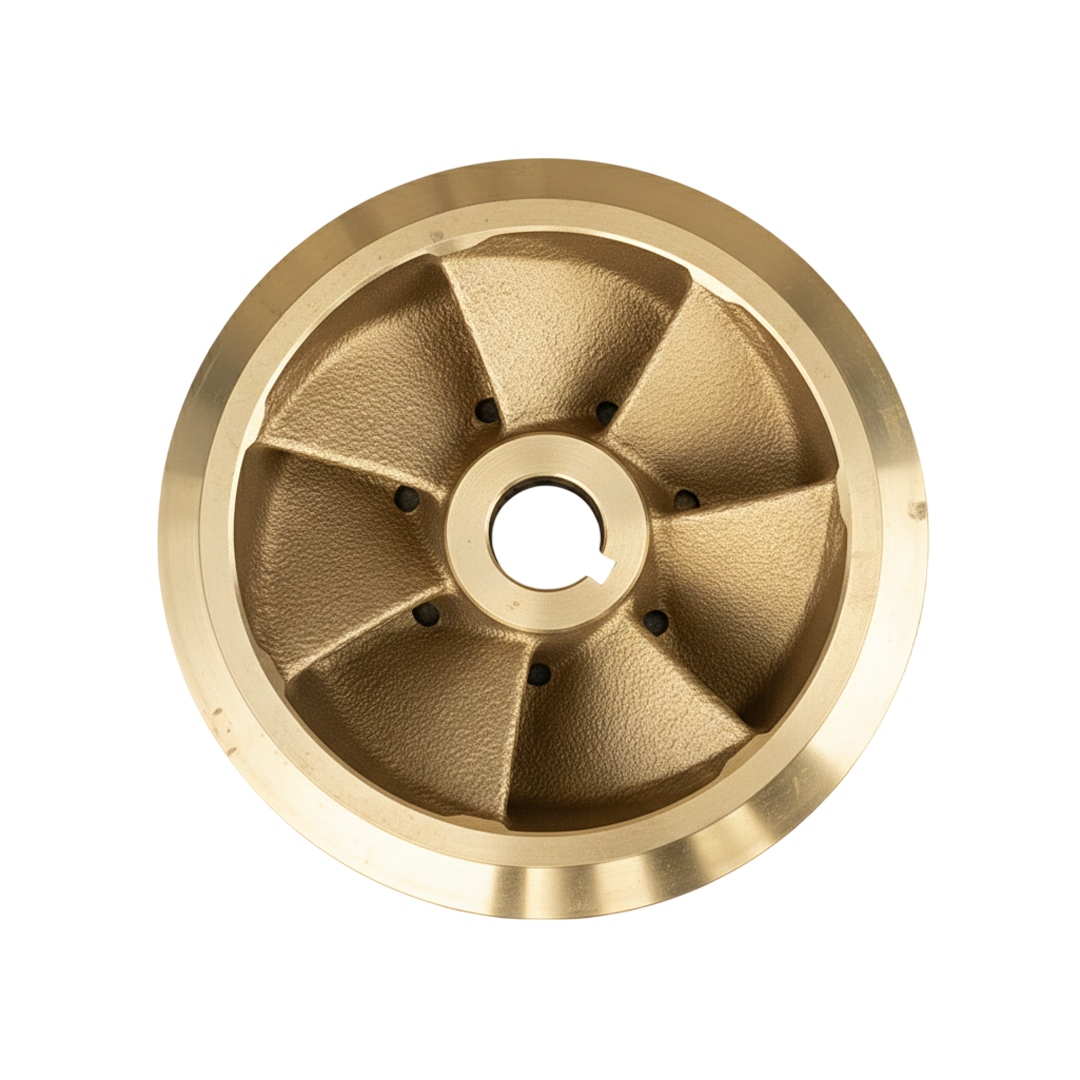 ใบพัดปั๊มน้ำทองเหลือง Impeller ขนาดเส้นผ่าศูนย์กลาง 190 mm. หนา 83.5 mm. จำนวน 7 ใบพัด