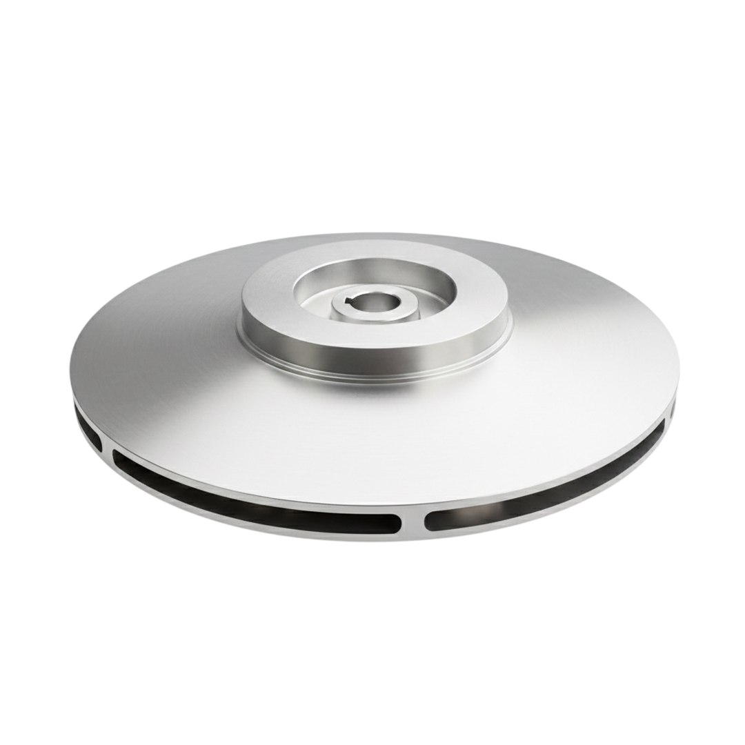 ใบพัดปั๊มน้ำสแตนเลส Impeller ขนาดเส้นผ่าศูนย์กลาง 332 mm. หนา 114 mm. จำนวน 7 ใบพัด.